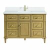 James Martin Vanities 48'' Single Vanity, Light Natural Oak w/ Single Hole 3 CM White Zeus Quartz Top & Backsplash 424-V48-LNO-1WZ